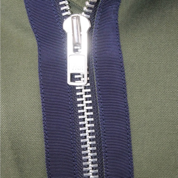 Sacai Khaki Green Utility Moto Biker Jacket Belted Black Accents SZ 2 - Picture 4 of 8